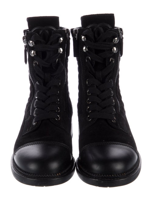 Chanel Quilted Pattern Suede Combat Boots