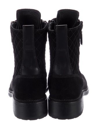 Chanel Quilted Pattern Suede Combat Boots