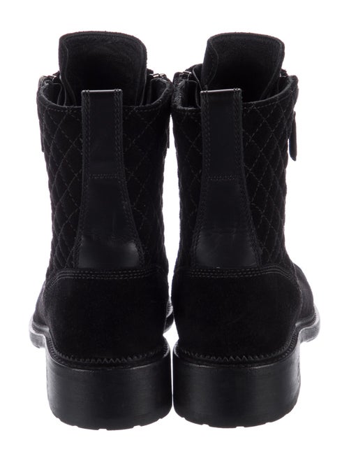 Chanel Quilted Pattern Suede Combat Boots