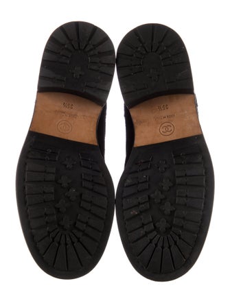 Chanel Quilted Pattern Suede Combat Boots