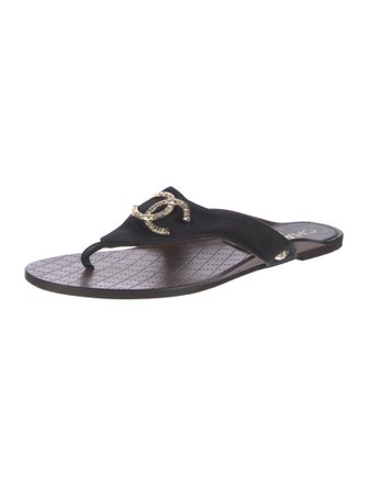 Chanel Interlocking CC Logo Leather Slides