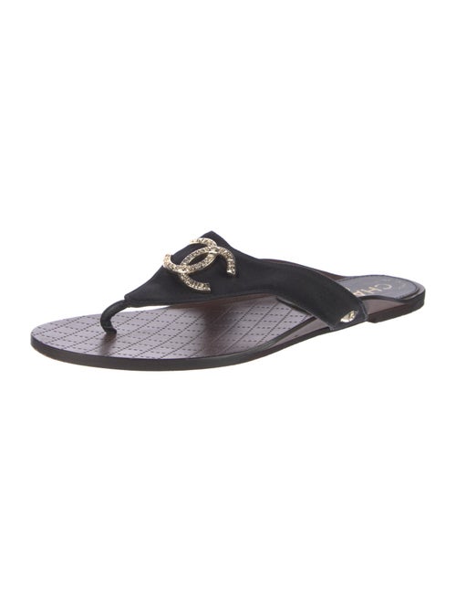 Chanel Interlocking CC Logo Leather Slides