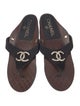 Chanel Interlocking CC Logo Leather Slides