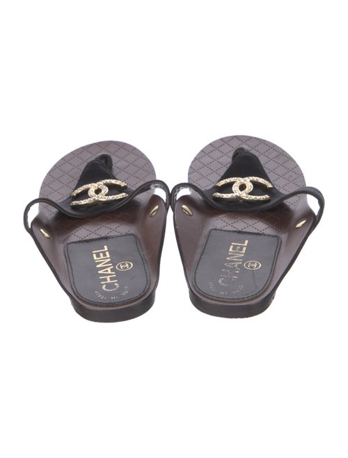 Chanel Interlocking CC Logo Leather Slides