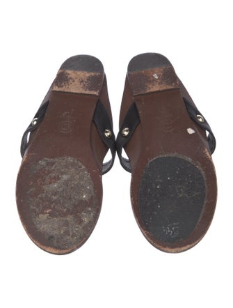 Chanel Interlocking CC Logo Leather Slides
