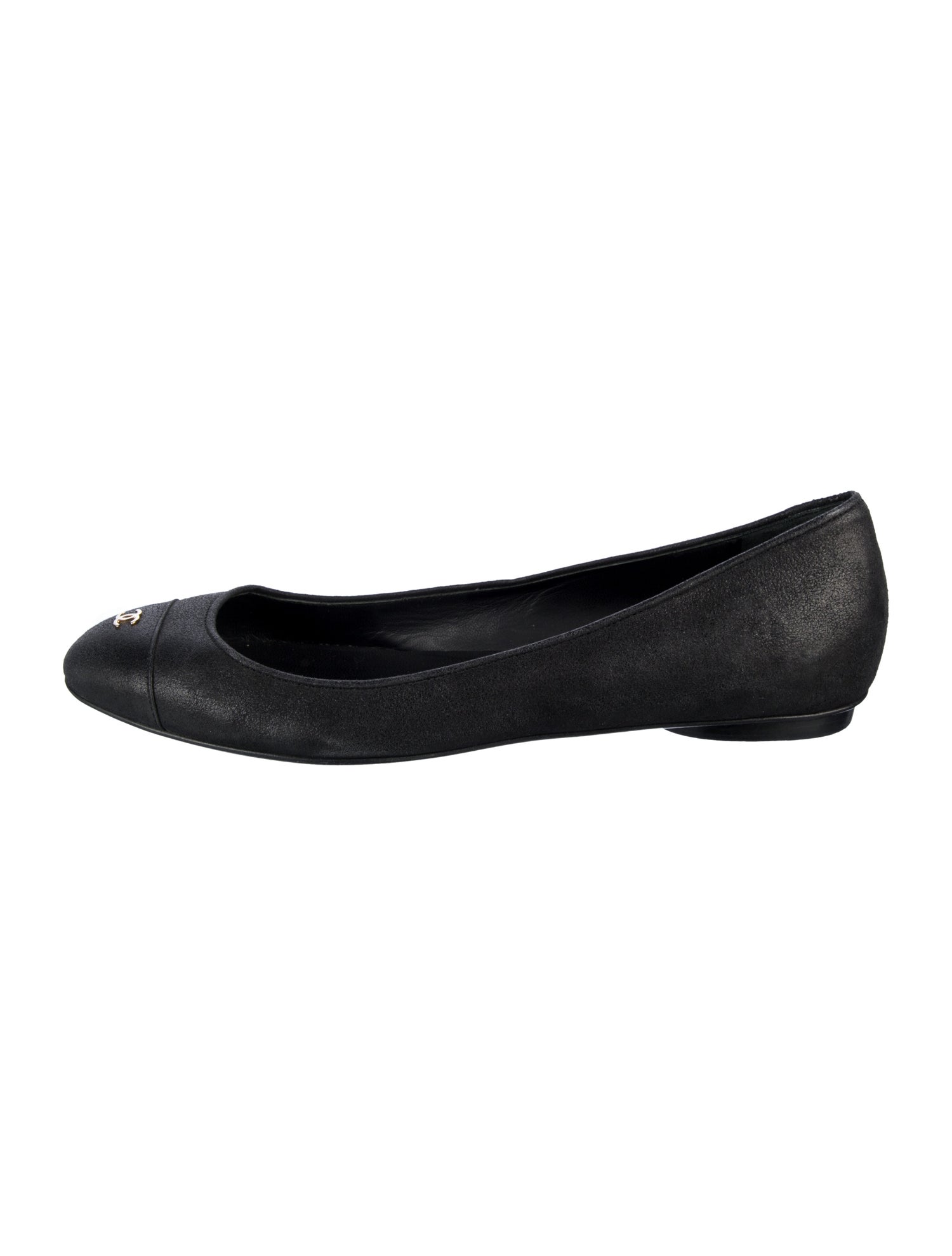 Chanel Interlocking CC Logo Suede Ballet Flats