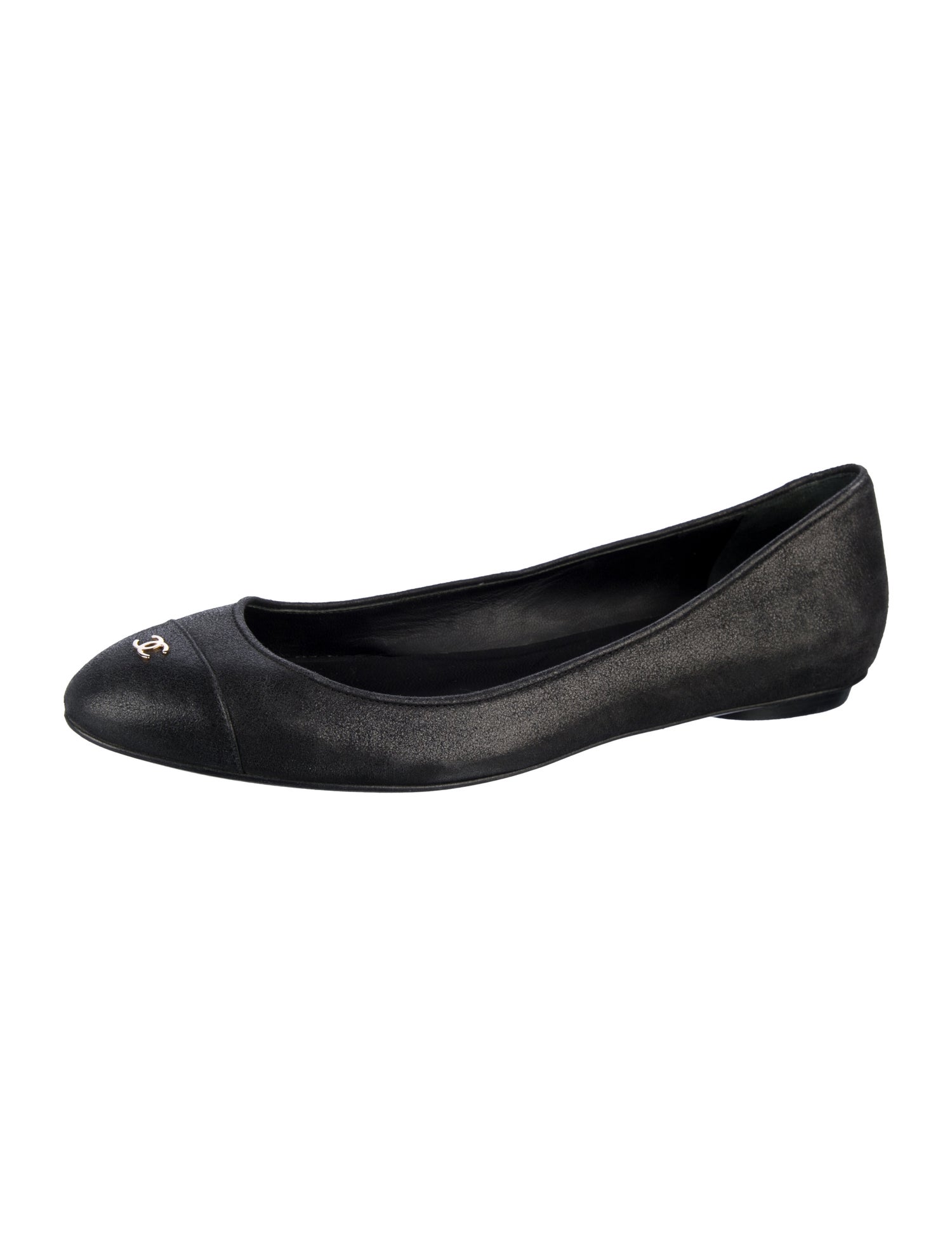 Chanel Interlocking CC Logo Suede Ballet Flats