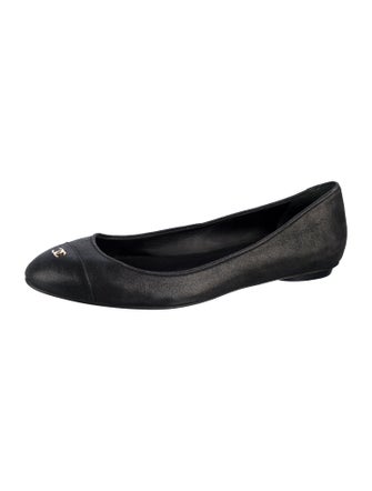 Chanel Interlocking CC Logo Suede Ballet Flats