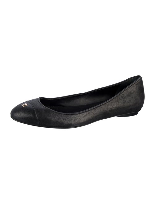 Chanel Interlocking CC Logo Suede Ballet Flats