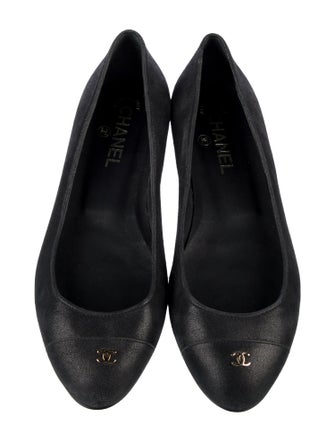 Chanel Interlocking CC Logo Suede Ballet Flats