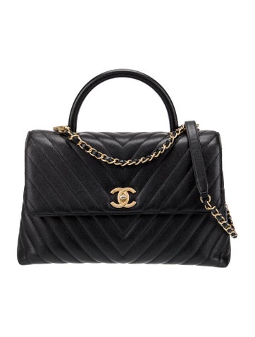 Chanel Handle Bags Medium Chevron Coco Top Bag