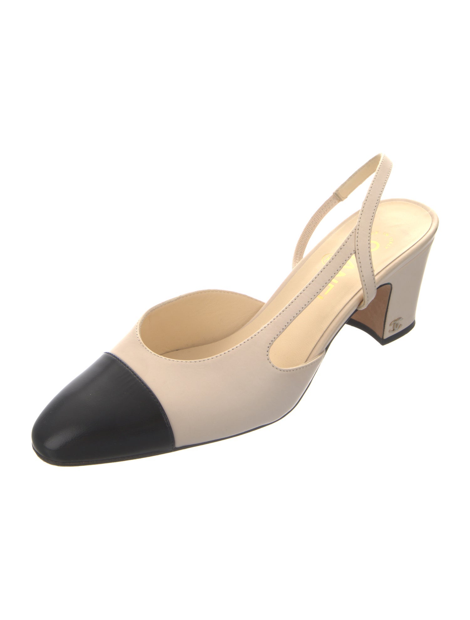Chanel Interlocking CC Logo Leather Slingback Pumps