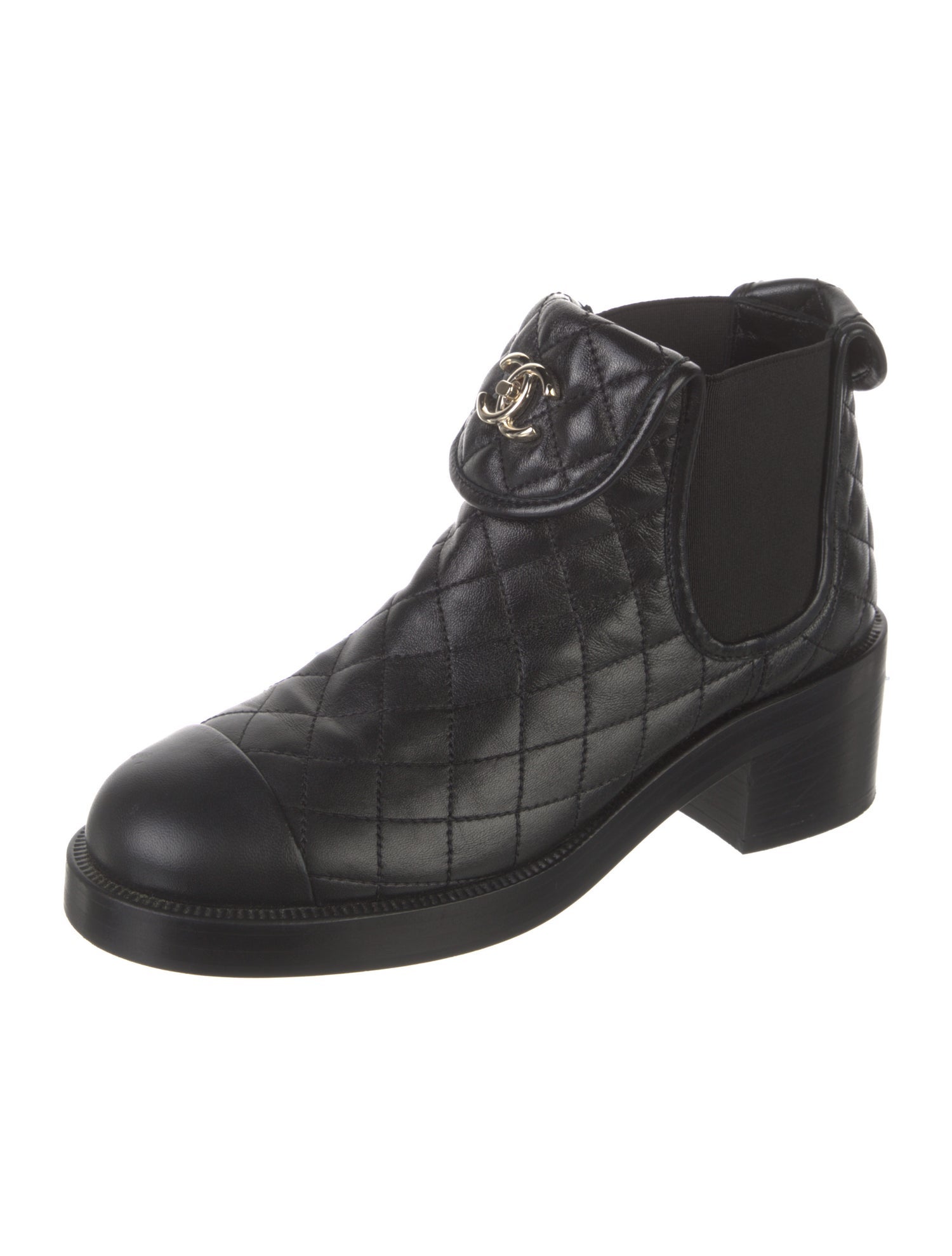 Chanel 2023 Interlocking CC Logo Chelsea Boots