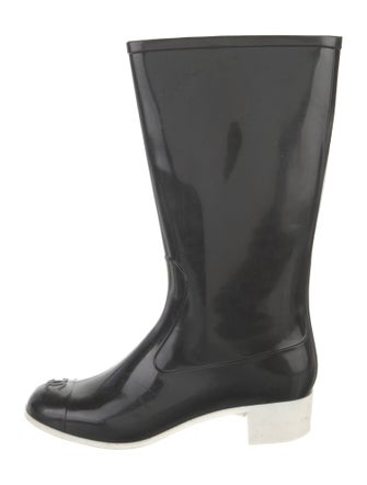 Chanel Interlocking CC Logo Rubber Rain Boots