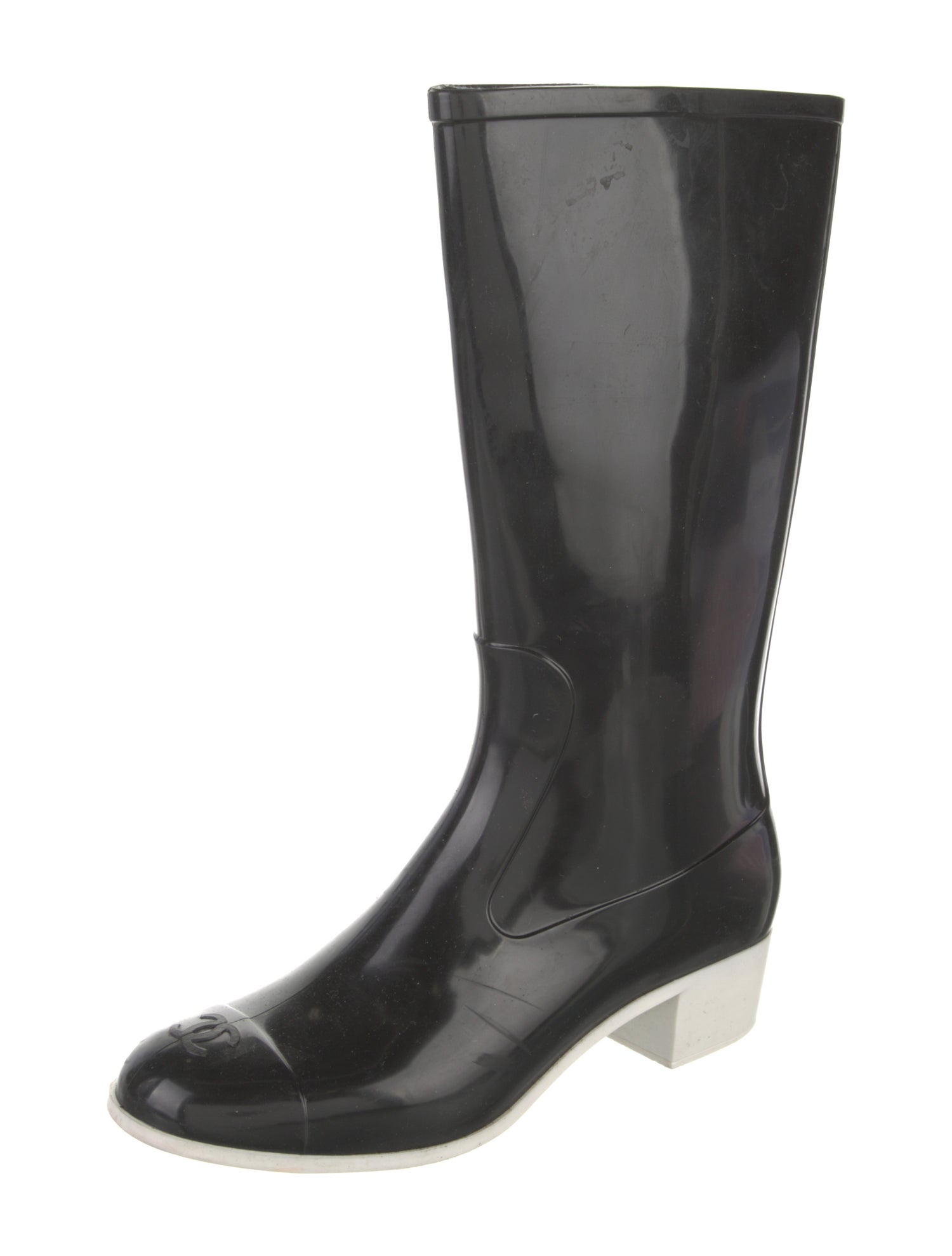 Chanel Interlocking CC Logo Rubber Rain Boots