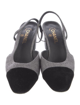 Chanel Interlocking CC Logo Wool Slingback Pumps