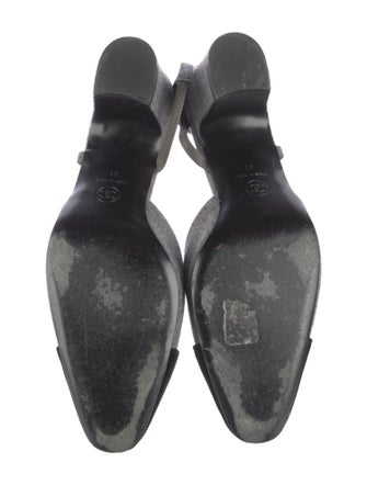 Chanel Interlocking CC Logo Wool Slingback Pumps