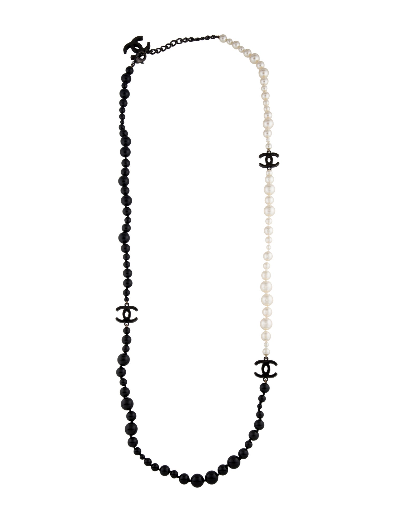 Chanel Faux Pearl & Bead CC Long Necklace