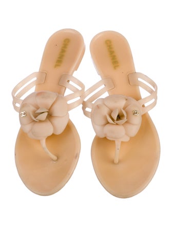 Chanel Interlocking CC Logo Rubber Slides