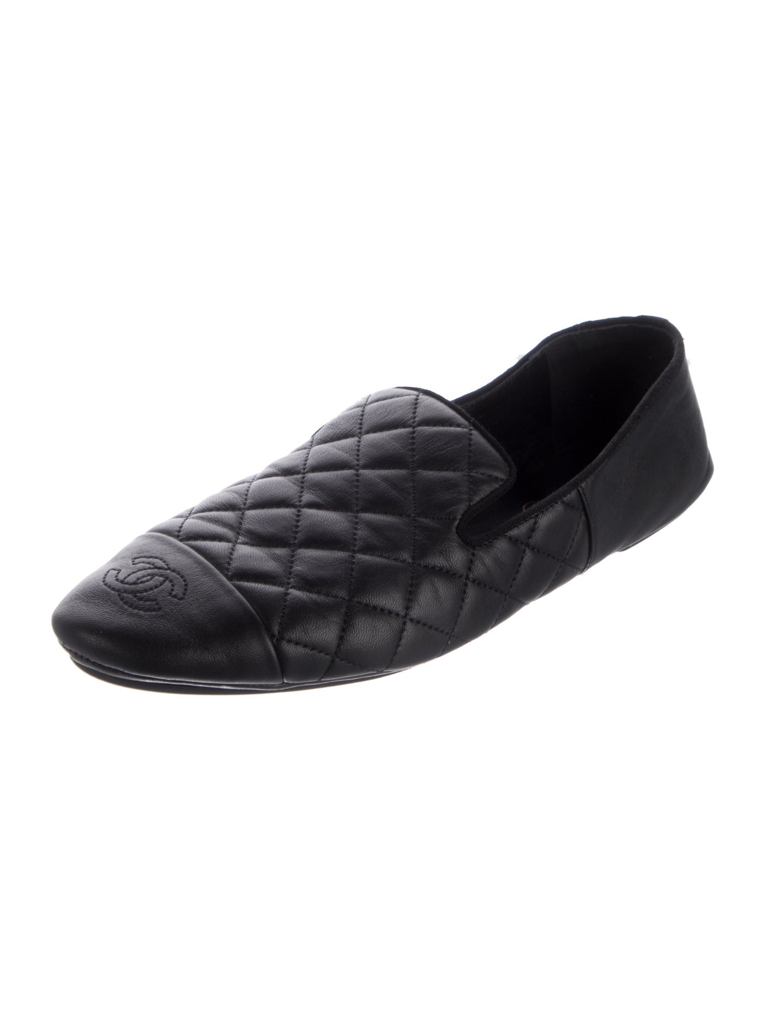 Chanel Interlocking CC Logo Leather Loafers