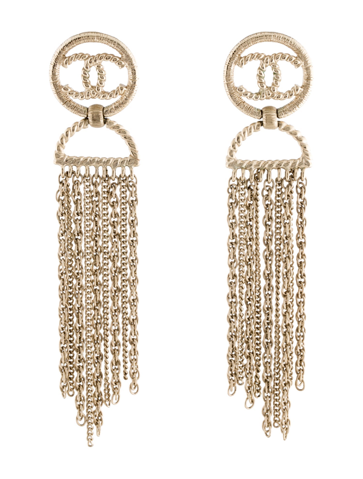 Chanel CC Chain Fringe Earrings