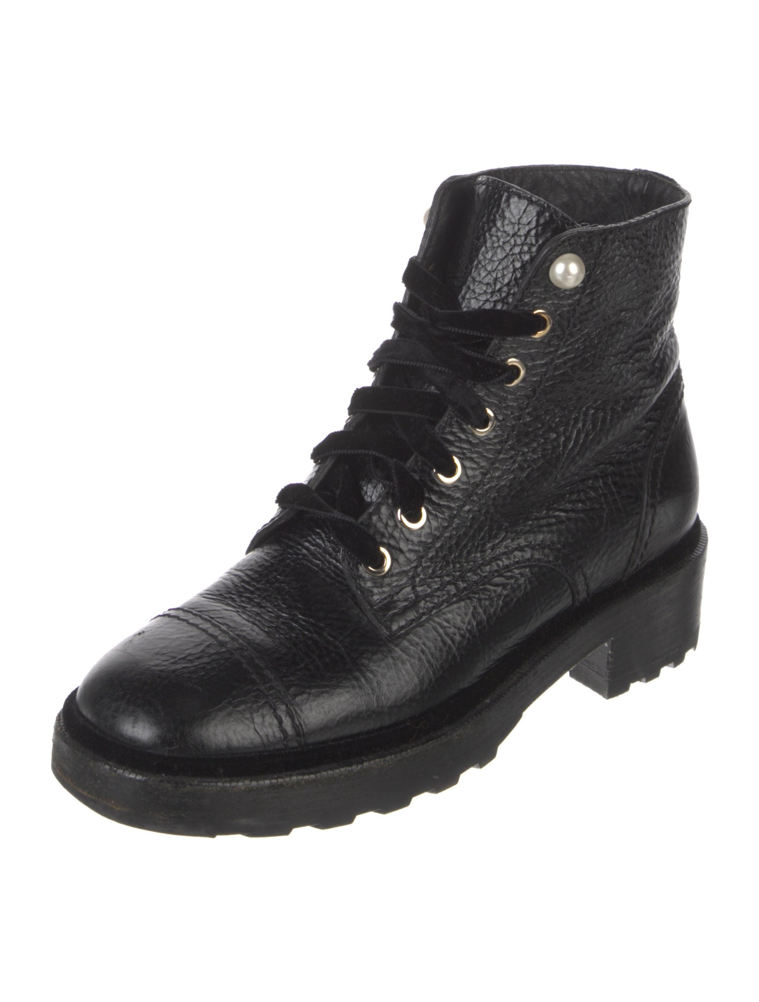 Chanel Interlocking CC Logo Leather Combat Boots