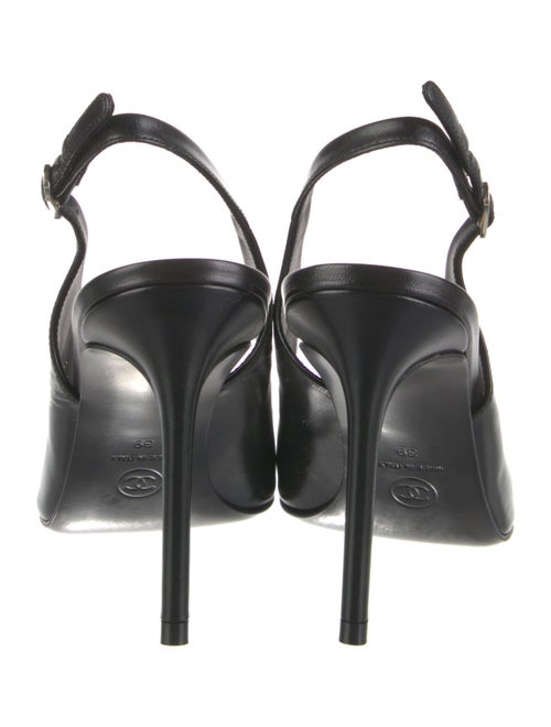 Chanel Interlocking CC Logo Leather Slingback Pumps