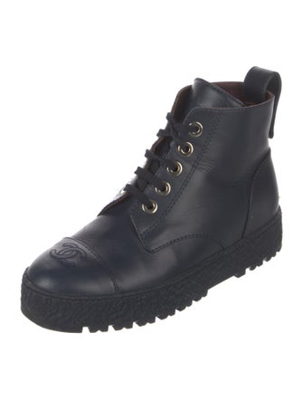 Chanel 2021 Interlocking CC Logo Combat Boots
