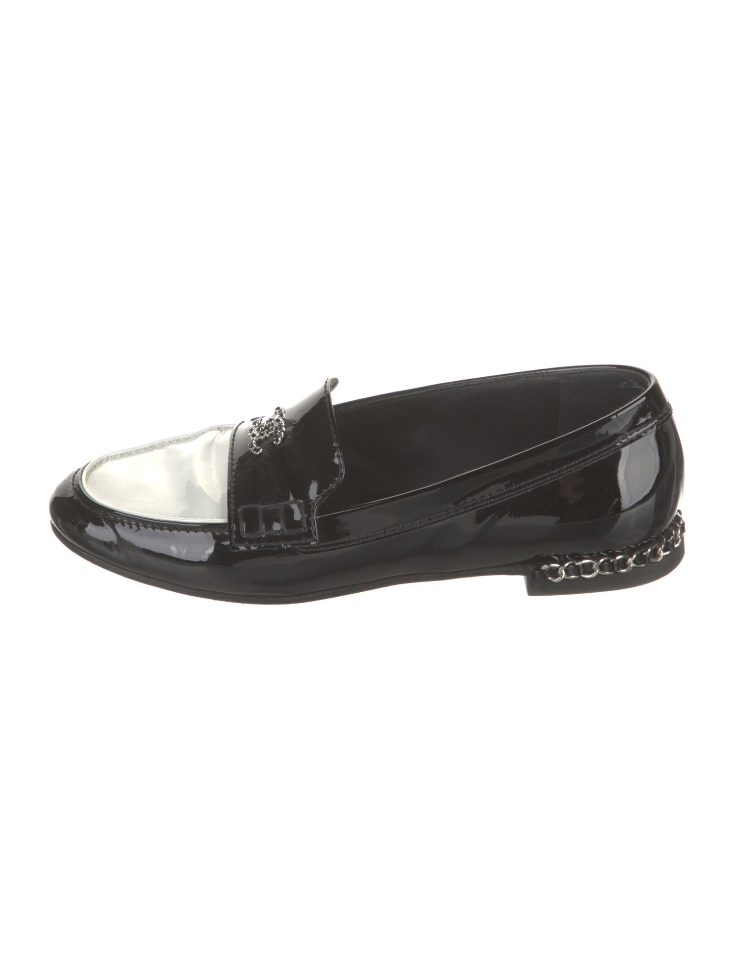 Chanel Interlocking CC Logo Patent Leather Loafers