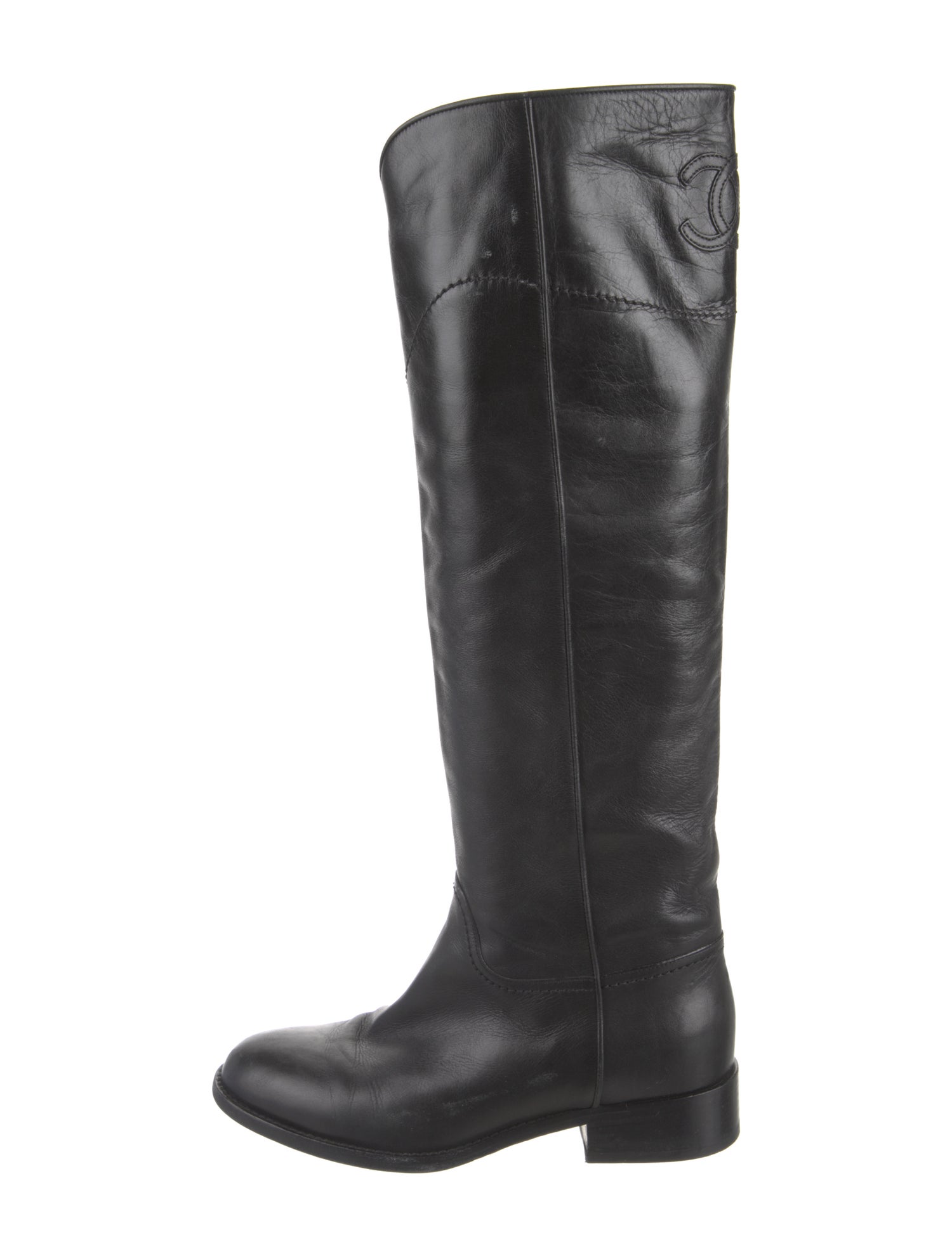 Chanel Interlocking CC Logo Calfskin Riding Boots