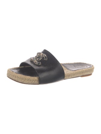 Chanel Interlocking CC Logo Leather Espadrilles