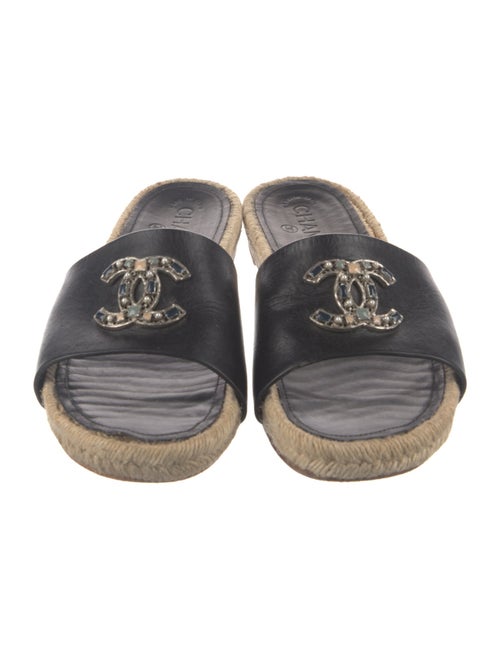 Chanel Interlocking CC Logo Leather Espadrilles