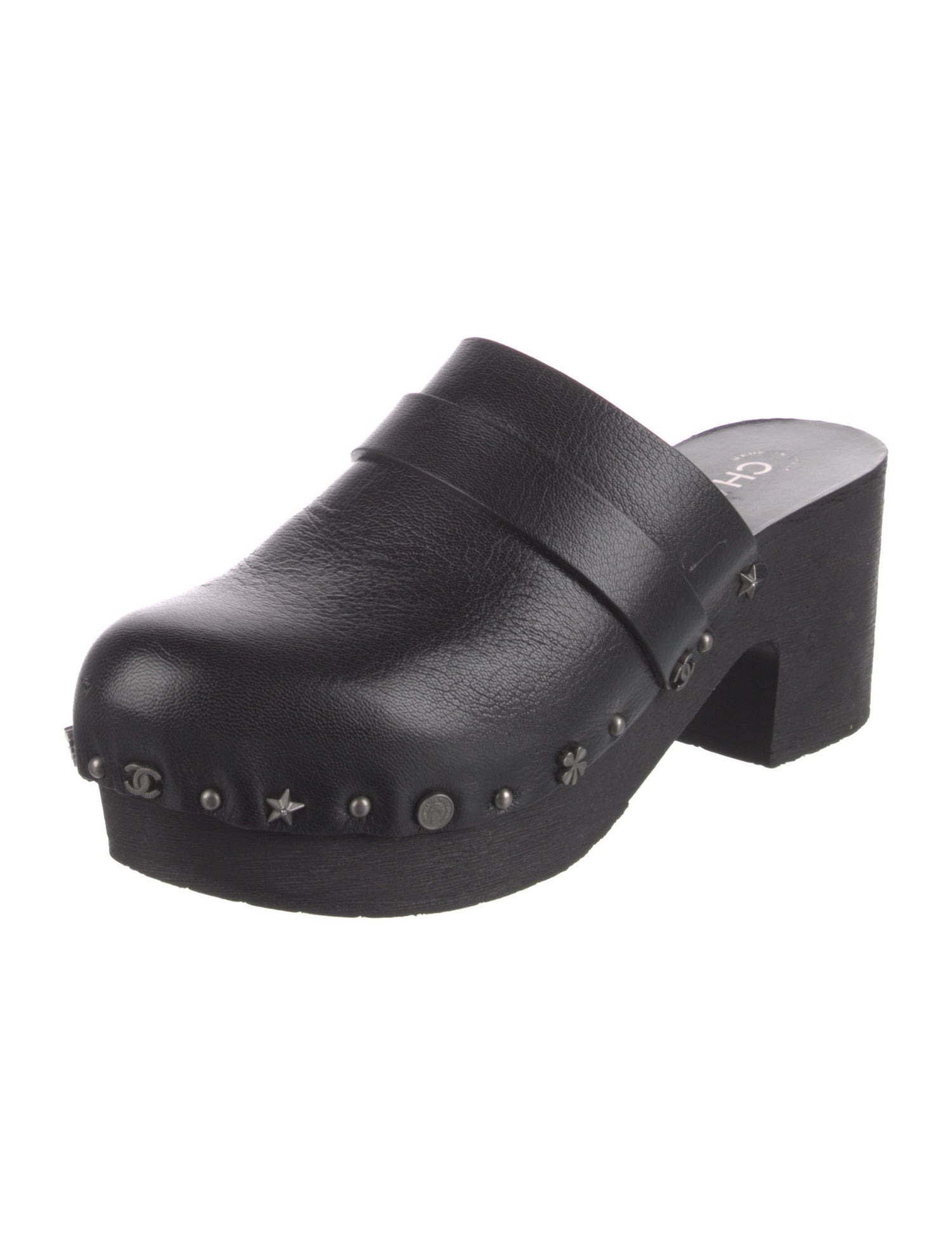 Chanel Interlocking CC Logo Leather Mules