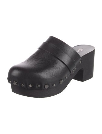Chanel Interlocking CC Logo Leather Mules
