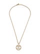 Chanel Faux Pearl CC Circle Pendant Necklace