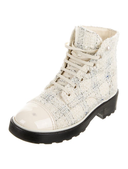 Chanel Tweed Tweed Pattern Combat Boots