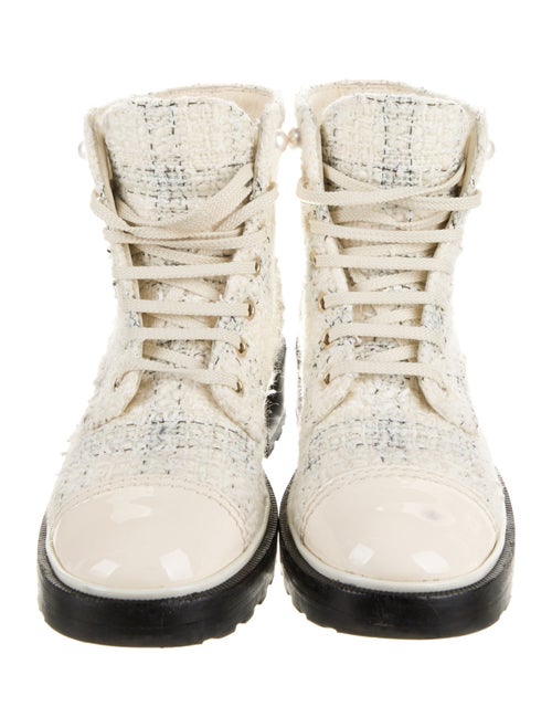 Chanel Tweed Tweed Pattern Combat Boots