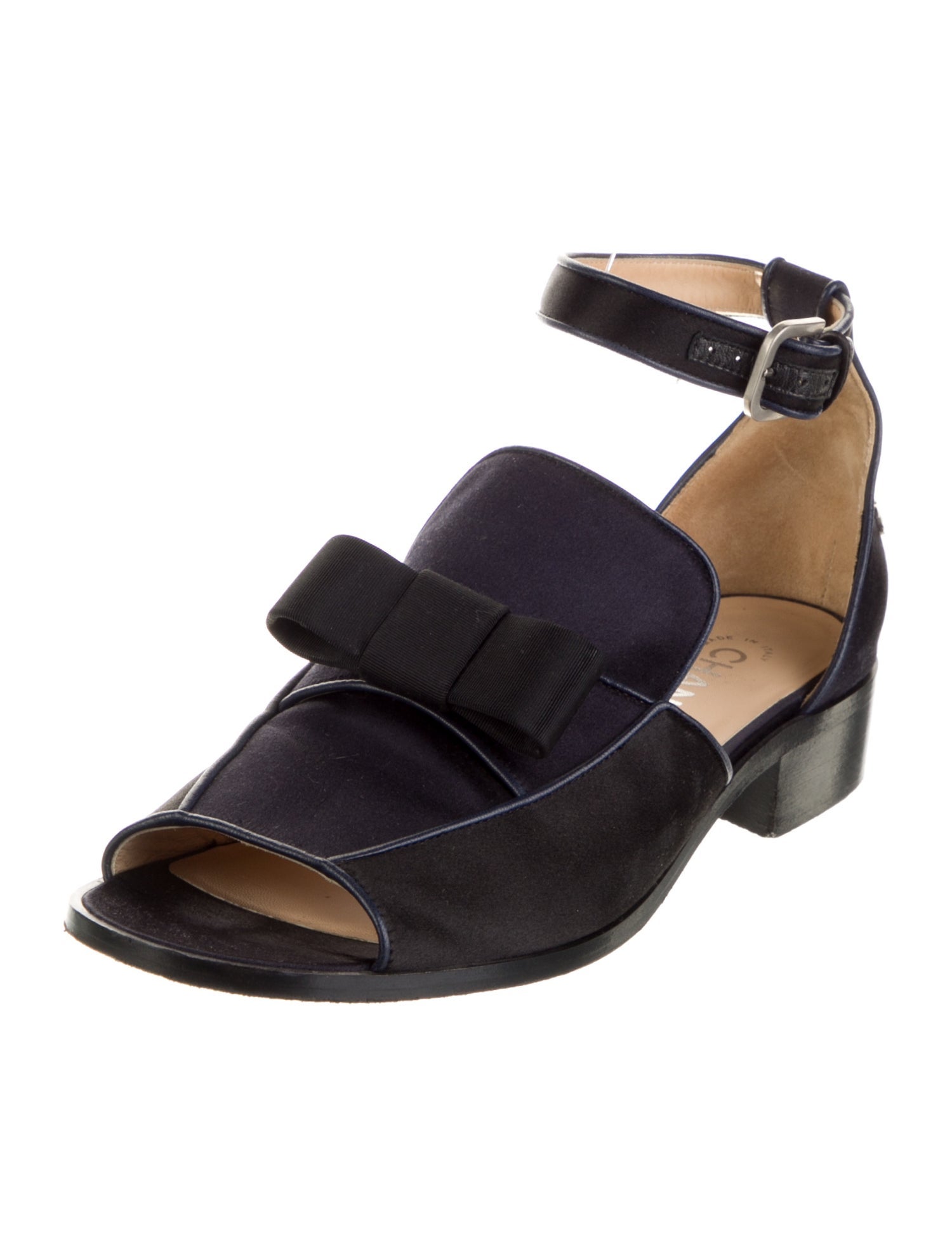 Chanel Interlocking CC Logo Satin Sandals