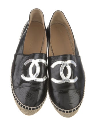 Chanel Interlocking CC Logo Leather Espadrilles