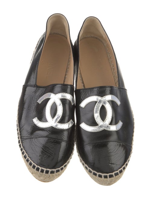 Chanel Interlocking CC Logo Leather Espadrilles