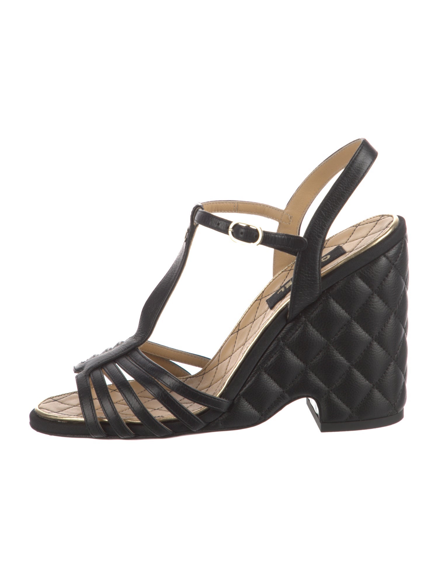 Chanel 2022 Interlocking CC Logo T-Strap Sandals