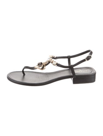 Chanel 2023 Interlocking CC Logo T-Strap Sandals