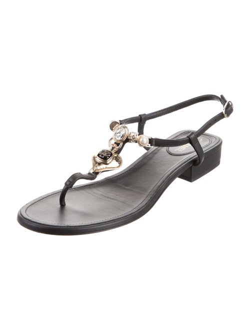 Chanel 2023 Interlocking CC Logo T-Strap Sandals