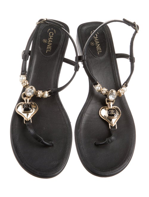 Chanel 2023 Interlocking CC Logo T-Strap Sandals