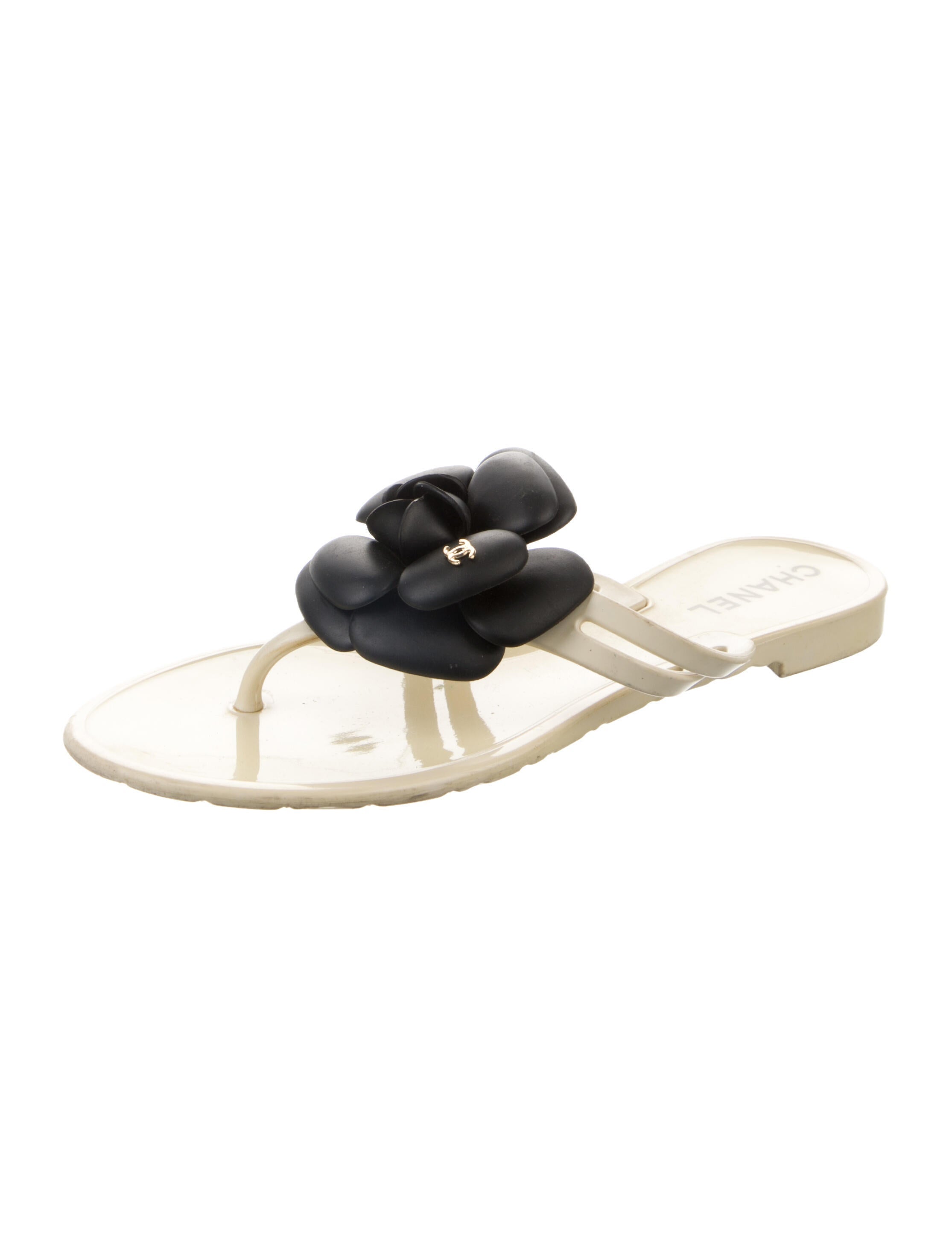Chanel Interlocking CC Logo Rubber Slides