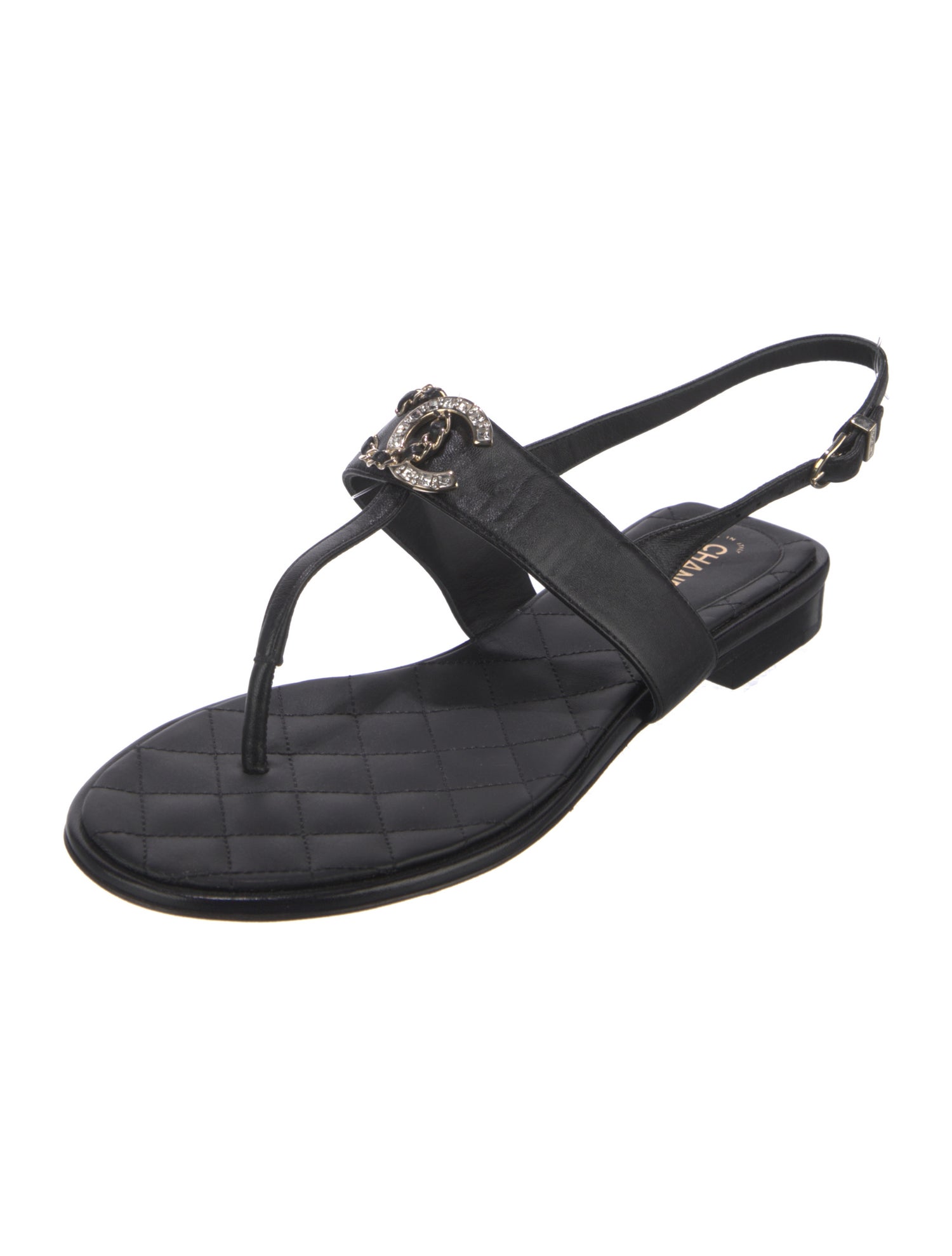 Chanel 2021 Interlocking CC Logo Slingback Sandals