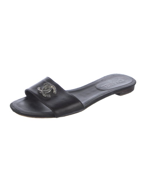 Chanel Interlocking CC Logo Calfskin Slides