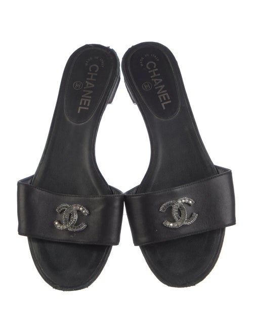 Chanel Interlocking CC Logo Calfskin Slides