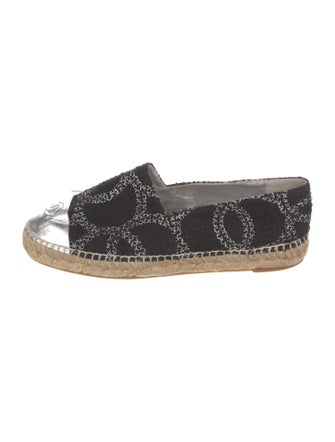 Chanel Interlocking CC Logo Tweed Espadrilles