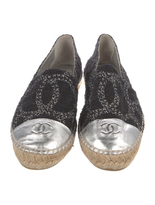 Chanel Interlocking CC Logo Tweed Espadrilles